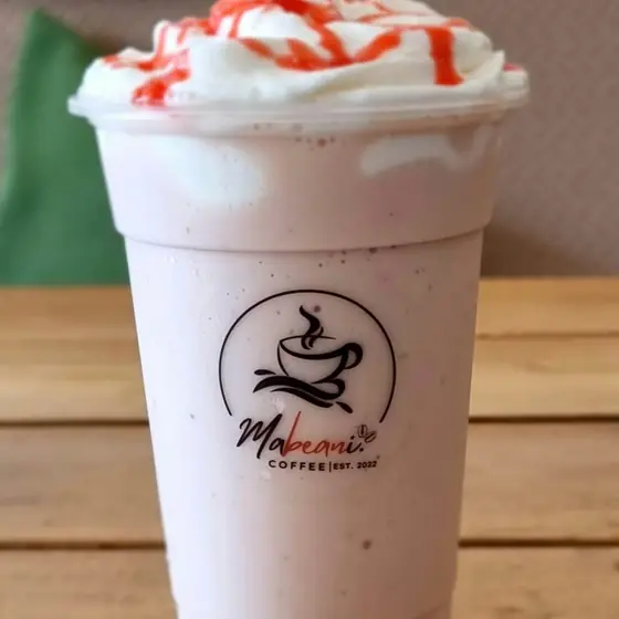 Strawberry frappe with whipped cream